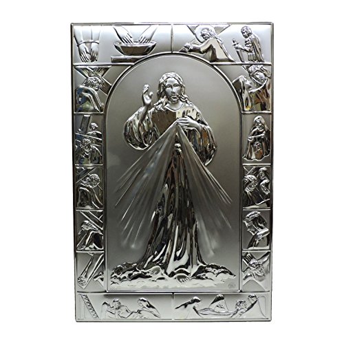 Framework Sacred Carved Panel Headboard capoletto with Jesus Silver Via Crucis in Frame