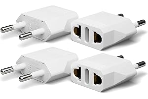 Oliveria 4 Piezas Adaptador de Enchufe de EE.UU. a España，Adaptador Enchufe Americano a Europeo, Adaptador de Enchufe Viaje para Europa/USA/Francia/Alemania/España/Australia/Austria-Blanco