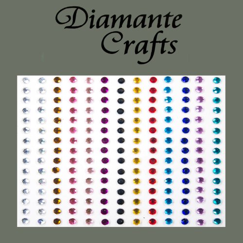 195 x 3mm Mixed Colour Diamante Self Adhesive Rhinestone Body Vajazzle Gems - created exclusively for Diamante Crafts