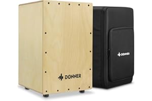 Donner DCD-1 Cajon Drum Box Full Size Wooden Cajon Drum Kit Birch Wood Percussion Internal Metal Strings with Carrying Bag