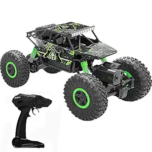 Negi 1:18 Rechargeable Rock Crawling 4WD 2.4 Ghz 4x4 Rally Car Remote Control Monster Truck Kids Play Toys (Green)