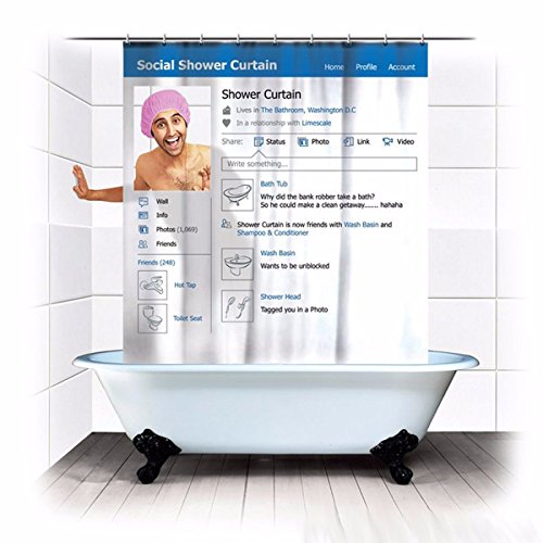 TAPCET Duschvorhänge Duschvorhang blau mit Anti-Schimmel-Effekt Wasserdicht in Badezimmer180 x 180 cm Muster: Fenster - 6