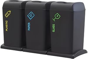 SEPERCASA Set 3 Pattumiere Differenziata 40L con Ruote – H55x86x37 cm – Bidoni Raccolta Differenziata 3 Scomparti – Pattumiera da Interno ed Esterno – Carta Plastica Vetro – Salvaspazio Mobile
