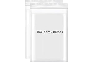 TIRYNS 100 Pezzi Sacchetti Plastica Trasparenti, 10x15 cm Bustine Plastica Richiudibili Buste Trasparenti con Chiusura Sacchetti Ziplock Bags con Zip Cerniera per Alimenti Cucina Ufficio