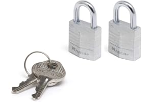 Master Lock 9120EURTCC Confezione da 2 Lucchetto a Chiave in Alluminio, Grigio, 2 x 3.4 x 1.4 cm