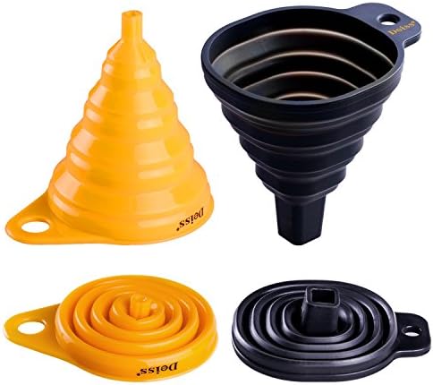 Deiss® ART Silicone Collapsible Funnel Set - Rounded &amp; Squared Foldable Funnels - Food Grade, BPA-free, Dishwasher Safe - Set of 2