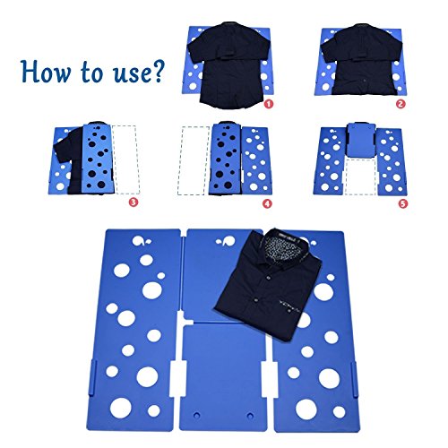 Kingwell Kleidung / T-Shirt-Ordner blau Kunststoff 3mm Stärke Hemd Faltplatte So schnell und einfach Wäsche Ordner Flip-fach Rack (Lang) - 5