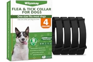 WOYAMAY Collares Antiparasitarios para Perros, 4 Piezas Seguro y Eficaz Collar Antipulgas Perros contra Pulgas y Garrapatas, Protección de 8 Meses, Impermeable para Pequeño Mediano Grandes Perros, Negro