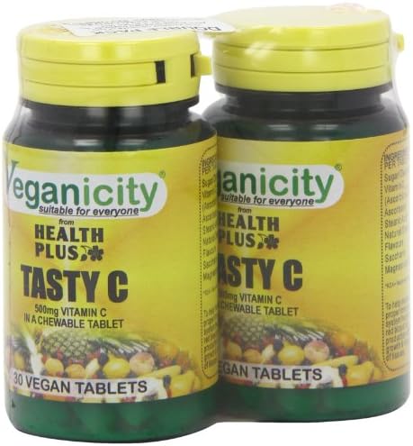 Tasty C Chewable 500mg Vitamin C Supplement - 2 x Packs of 30 Tablets (60 Tablets)