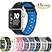 Produktbild Chok Idea Strap für Apple Watch Armband 42mm 44mm,Atmungsaktiv Nike+ Style Soft Silikon Sport Ersatzband für Apple Watch Strap 38mm Serie 3,Serie 2,Serie 1,Black-Blue
