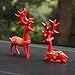 Produktbild DOSNVG Car Interior Armaturenbrett Dekoration, Delicate Resin Deer Dekorative Ornamente Set von 2 Hirschen mit Kunststoff Blumentopf für Car Home Desk Dekoration, Red