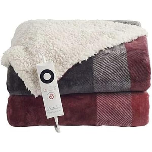 Dreamland Velvety Electric Heated Throw Grey and Red Check – 135 x 180cm :  Amazon.co.uk: Home u0026 Kitchen