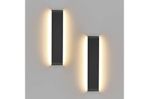 Klighten 2 Piezas Aplique de Pared Interior 41cm, 14W Lampara de Pared LED Moderna, Luces de Pared de Aluminio para Salas de Estar, Dormitorios, Pasillos, IP20, Blanco CáLido 3000K, Negro