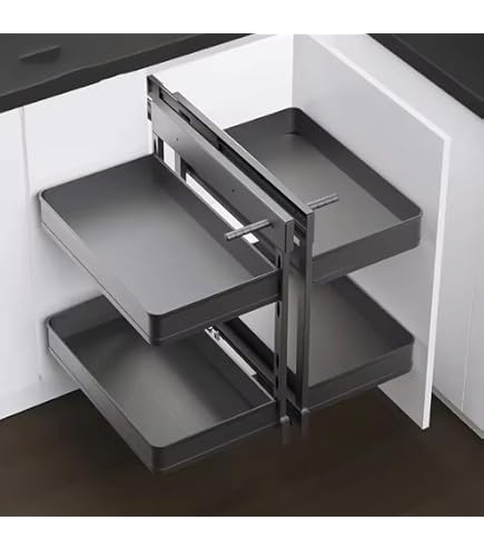 Cassetti Telescopici Estraibili Per Cucina - Organizzatori Regolabili In Larghezza (30.5-51.5 Cm), Bianco, 2 Pezzi