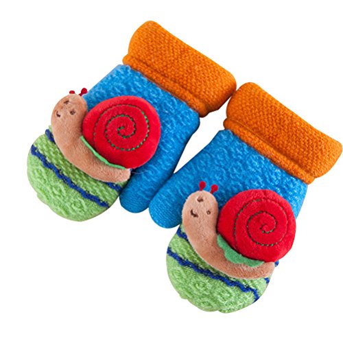 Preisvergleich Produktbild Tinksky Wolle Strickhandschuhe Fäustlinge Fingerlose Fleece Gefüttert Fäustlinge Winter Handwärmer Schnecke Dekor für Kinder Baby Geschenke (Sky Blue)