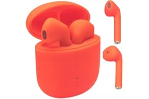 FOREVER Setty - Auriculares inalámbricos Bluetooth 5.0 TWS, Auriculares in-Ear estéreo, Carga inalámbrica y Funda de Carga portátil para Android, iPhone, Samsung, Huawei (Naranja)