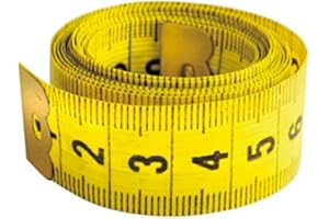 HABERDASHERY ONLINE Cinta métrica costura amarilla. 150 x 2 cm. Metro de costura para sastre flexible, suave y plano. - REF. 795