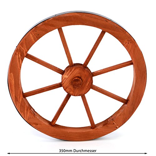 Nexos Holzrad Wagenrad Dekorad Holz Wagen Deko Rad mm rot braun Gartendeko (350 mm) - 3