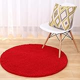 WTL Alfombrillas de Chenille espesas Ronda de la silla de ordenador Alfombrillas antideslizantes de almohadilla Alfombrillas de baño ( Color : Rojo , Tamaño : 100cm )