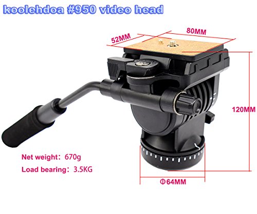 Koolehaoda   Acción de cabezales de vídeo arrastre del fluido Bola de la pista de amortiguación hidráulica   Cabeza fluida de vídeo para la cámara del trípode 2 placa de liberación rápida