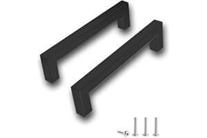 Drenky 2 Stück Schwarz Rostfreier Stahl Türknäufe, Möbelgriff mit Schraube für Schublade, Schrank, Möbel, Küche, Heimdekoration, Lochabstand 128 mm