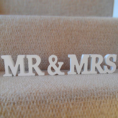 allbusky Herr und Frau Schild Geschenk Holz Buchstaben für Empfang Zeremonie Hochzeit Dekorationen Geschenk, MR & MRS - 6