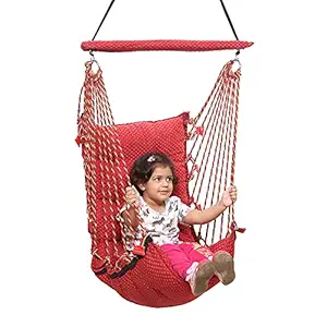 Smart Beans Medio Cotton Swing Chair for Home , Swing for Balcony , Package Includes All Hanging Accessories, Weight Carrying Capacity of 100-kgs (Color - Brown)