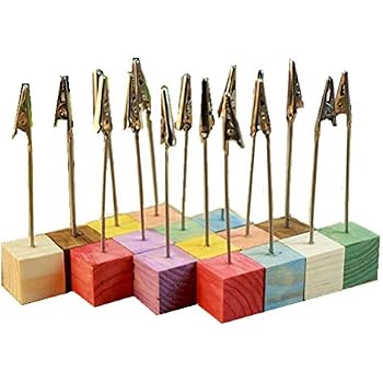 Supports Photo En Bois Avec Base Et Clip Métallique - Lot De 10, Pour Photos, Notes, Cartes De Visite - Déco Bureau Ou Maison