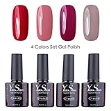 Vernis Gel Semi Permanent - Y&S UV LED Vernis à Ongles Gel Soak Off Nail Polish Kit 4 Couleurs x 10ml, Lot J'adore