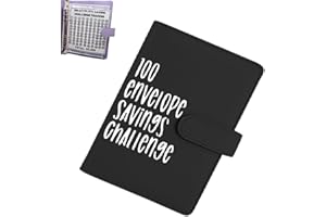 KEYET 100 Envelopes Saving Challenge,100 Envelope Challenge Binder,Cash Binder Savings Challenge Budget Book Binder with Envelope for Budget Planners and Money Savers (Black)