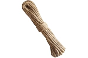 RUIYWEN 6mm Cuerda de Cáñamo Cuerda de Yute Natural 10M para Artesanía Manualidades Decoraciones Jardinería Barras de Arañar de Animales