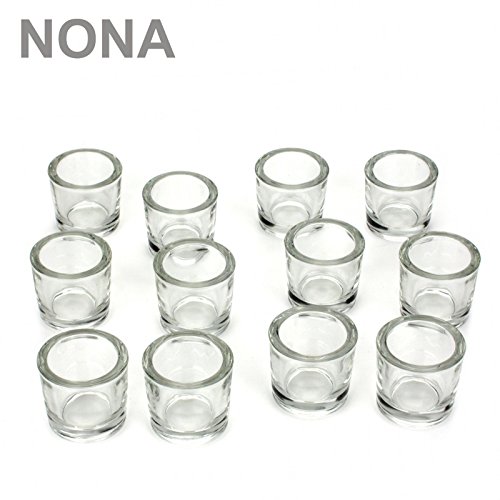 12er Set NONA 6 cm Teelichtglas Glas Farbe Klar Kerzenglas Windlicht Kerzengläser