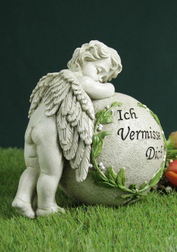 Grabengel an Kugel gelehnt „Ich vermisse Dich“ - 2