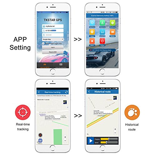 Juneo TKSTAR 3 mesi standby in tempo reale antifurto GPS Tracker per veicolo con forte magnete Batteria 5000mah manuale in italiano