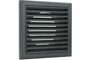 VENTS UK Vents 4 inch 100 mm Black Plastic Fixed Blade Grille with Fly Mesh 4 inch Rear Spigot for Internal External Air Vent Cover Wall Ceiling Mounting Louvre Grill Insect Screen Bathroom Ventilation