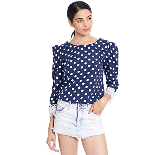Mallory WinstonNavy Polka Dots Women’s 3/4 Sleeve Top.
