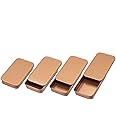 Mini Skater 2.4"x1.3"x0.43" Extra Small Metal Slide Top Tin Containers Sliding Cover Push-Pull Tin Box Portable Slide Cover Storage Box for Wedding Jewelry Lip Balm Container Cosmetic Organizer(Rose
