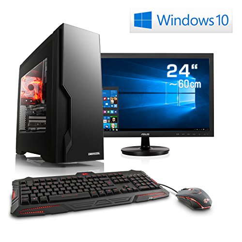 Gaming PC CSL Speed Vision X7770 inkl. Windows 10 - Leiser Gamer PC mit Intel Core i7-7700K 4x 4200MHz, 16GB DDR4 RAM, 250GB SSD, 2000GB SATA, GeForce GTX 1080, DVD, 24 Zoll ASUS TFT, USB 3.1 Gen 2