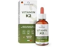 ‎BANDINI Bandini® Vitamin K2 MK7 200 µg pro Tropfen | Höchster all-trans-Gehalt 99,7% MK-7 Menaquinon | gelöst in extra nativem Olivenöl | Hohe Bioverfügbarkeit | Hochdosiert, vegan, 30ml (840 Tropfen)