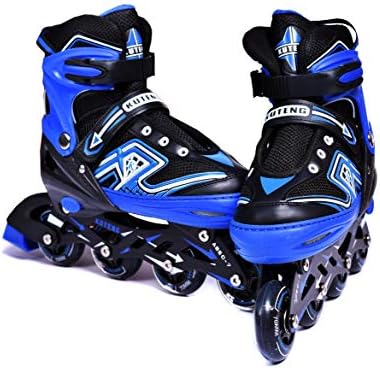IRIS Adjustable Inline Skates Kuteng IR-201 Size 6-8 UK, Large (Blue, 1 Pair)