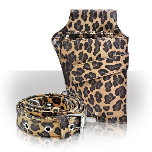 Roo Beauty Hairdressing Pouch, Scissor Holster with Belt, Hair Kit Accessories in Clipper Leopard