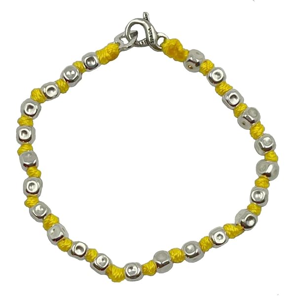 Argento 925 E Cotone Nautico Grigio Bracciale Pepite