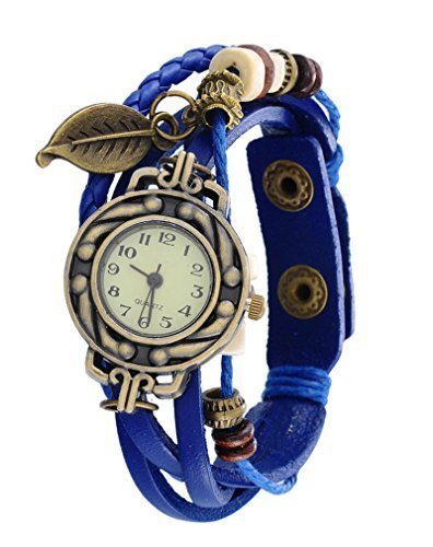 Souarts Damen Geflochten Armbanduhr Jugendliche Maedchen Armreif Uhr mit Batterie Zifferblatt Blau