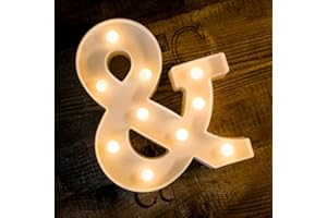 Foaky LED Letter Lights Sign 26 Alphabet Light Up Letters Sign for Night Light Wedding Birthday Party Battery Powered Christmas Lamp Home Bar Decoration (&)