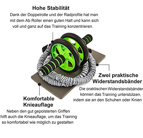 VERGLEICHSSIEGER: Innovativer Premium Bauchtrainer „Extreme Ab Roller“ von Sportastisch :: 2 hochwertige Widerstandsbänder ermöglichen anpassbare Unterstützung beim Bauchtraining :: Maximale Belastbarkeit: 150kg :: Doppel-Rollen für stabile und sichere Benutzung :: Knieauflage garantiert maximalen Komfort :: schnell aufgebaut ohne Schrauben :: perfekt für Bauchtraining zu Hause, auch auf Parkett :: kostenloser BONUS: eBook „Bauchtraining“ :: inklusive 3 Jahren Sportastisch Produktgarantie - 3