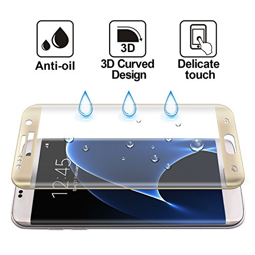 S7 Edge Protectores de Pantalla  Arbalest   Protector Pantalla Cristal Templado Curvo Marco para Samsung Galaxy S7 Edge Oro