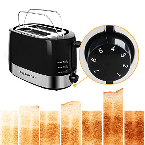Aigostar Brotchen Black 30HIL – Toaster mit zwei Toastkammern, schwarz. 850 Watt. BPA-frei. Exklusives Design. - 3