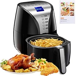 Habor Friteuse Électrique sans Huile Airfryer XL 3.6L 7 Programmes Prédéfinis Protection contre Surchauffe Friteuse à Air avec Recette Gratuite 1500W Contrôle en Une Touche [Classe Énergétique A++]
