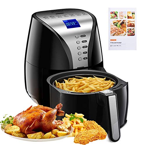 Habor Friteuse Électrique sans Huile Airfryer XL 3.6L 7 Programmes Prédéfinis Protection contre Surchauffe Friteuse à Air avec Recette Gratuite 1500W Contrôle en Une Touche [Classe Énergétique A++]