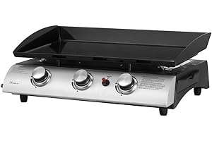 CALLOW RETAIL Callow Gas BBQ 3 Burner Plancha Griddle in Stainless Steel with ignitor and heavy duty plancha plate 63cm x 35cm